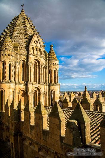 Battlements of Salamanca cathedral at sunset