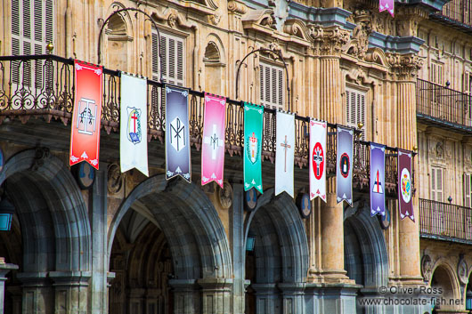 Semana Santa (Easter) decorations at the Plaza Mayor in Salamanca