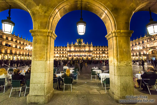 The Plaza Mayor in Salamanca by night