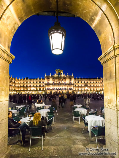 The Plaza Mayor in Salamanca by night