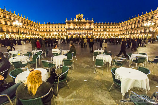 The Plaza Mayor in Salamanca by night