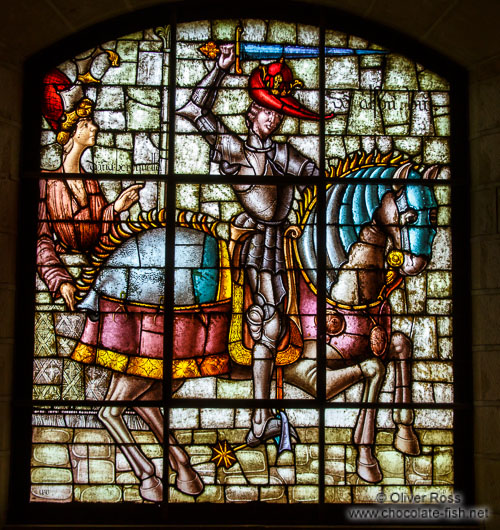 Leadlight windows in the Alcazar castle in Segovia