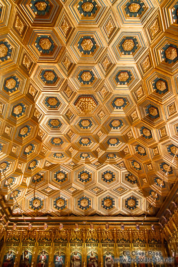 Ornate ceiling in the Alcazar castle in Segovia