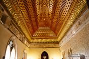 Travel photography:Ornate ceiling inside the Alcazar castle in Segovia, Spain