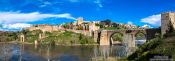 Travel photography:Panorama of Toledo with the Bajada San Martin and Tajo river, Spain