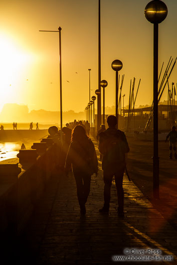 Sunset over the Sitges harbour