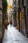 Travel photography:Street in Girona`s historical old town, Spain