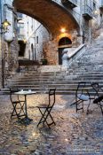 Travel photography:Square in Girona`s historical old town , Spain