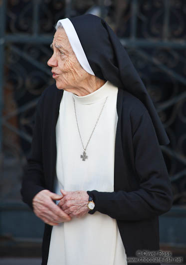 Nun at the Good Friday procession during semana santa in Las Palmas