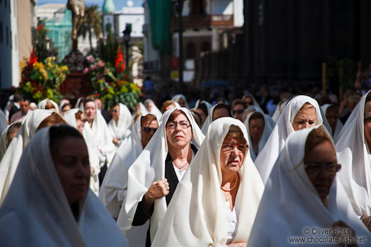 Women at the Good Friday procession during semana santa in Las Palmas