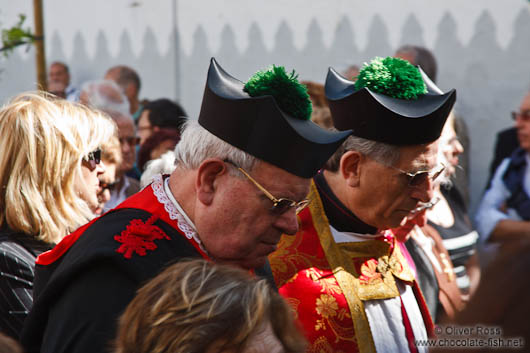 Priests at the Good Friday procession during semana santa in Las Palmas
