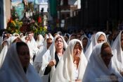 Travel photography:Women at the Good Friday procession during semana santa in Las Palmas, Spain