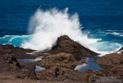 Travel photography:Waves hitting the rocky coast near Sardine on Gran Canaria, Spain