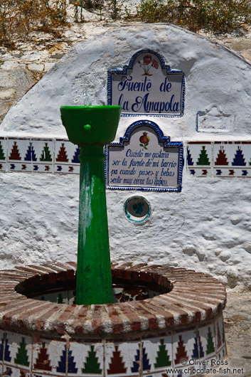 Public drinking fountain in Granada`s Sacromonte district
