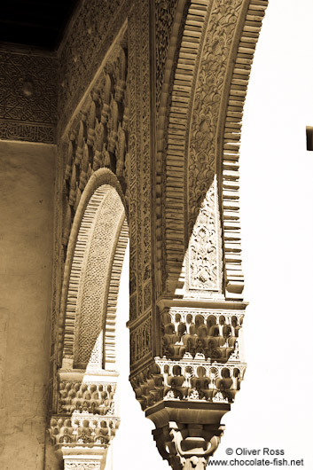 Arches in the Nazrin palace of the Granada Alhambra