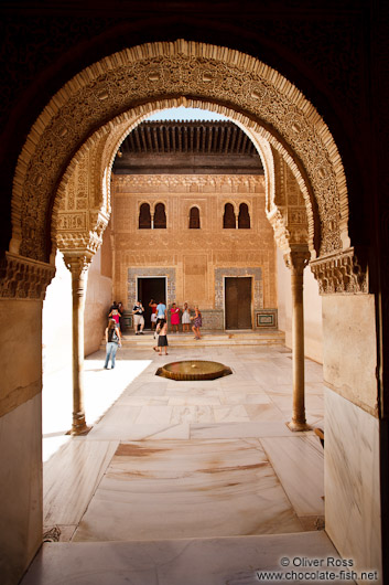 Courtyard with fountain in the Nazrin palace of the Granada Alhambra