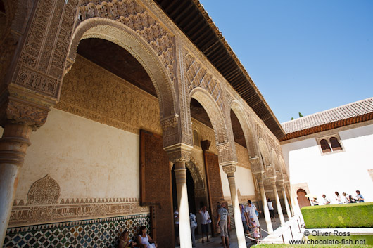 Patio de los Arrayanes (Court of the Myrtles), also called the Patio de la Alberca (Court of the Blessing or Court of the Pond) in the Nazrin palace of the Granada Alhambra