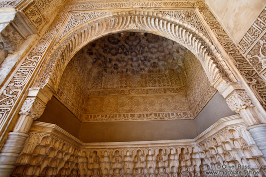 Facade detail in the Nazrin palace in the Granada Alhambra