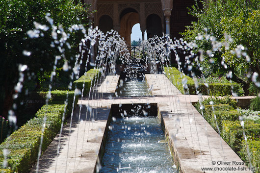 Water fountain in the Palacio de Generalife of the Granada Alhambra