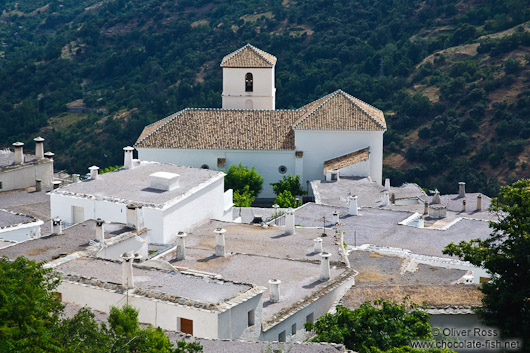 Panoramic view of the Pampaneira village centre and church