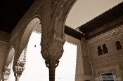 Travel photography:Arches in the Nazrin palace of the Granada Alhambra, Spain