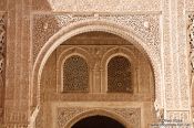 Travel photography:Arabesque facade detail in the Nazrin palace in the Granada Alhambra, Spain