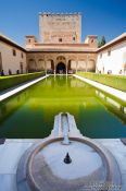 Travel photography:Patio de los Arrayanes (Court of the Myrtles), also called the Patio de la Alberca (Court of the Blessing or Court of the Pond) in the Nazrin palace of the Granada Alhambra, Spain