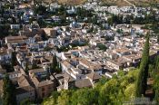 Travel photography:View of Granada`s Albayzin district from the Alhambra Alcazaba fortress, Spain