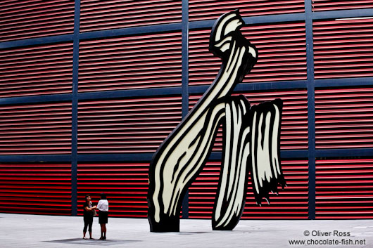 The Reina Sofia museum in Madrid with the sculpture by Roy Lichtenstein