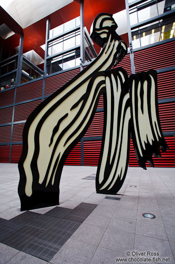 The Reina Sofia museum in Madrid with the sculpture by Roy Lichtenstein