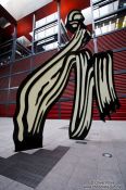 Travel photography:The Reina Sofia museum in Madrid with the sculpture by Roy Lichtenstein, Spain