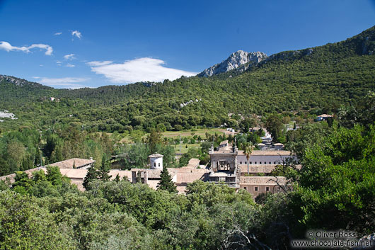 View of the Lluc monastery in the Serra de Tramuntana mountains