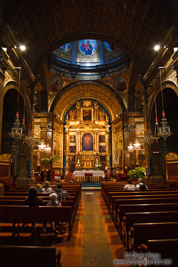 Inside the main chapel at Lluc Monastery