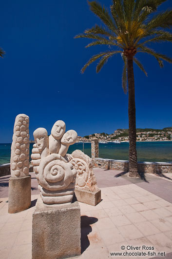 Sculptures at the sea side promenade in Port de Soller