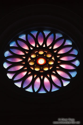 Central stained glass window in the Valldemossa Cartuja Carthusian Monastery