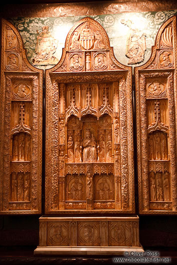 Small ivory altar inside the Valldemossa Cartuja Carthusian Monastery