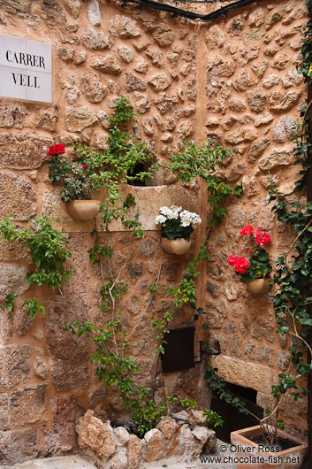 Flowers in the street of Valldemossa village