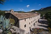 Travel photography:View of the Lluc monastery in the Serra de Tramuntana mountains, Spain