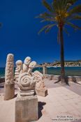 Travel photography:Sculptures at the sea side promenade in Port de Soller, Spain