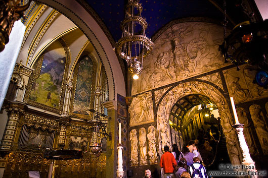 Inside the main church in Montserrat monastery