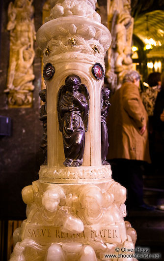 White marble sculpture inside the main church at Montserrat monastery