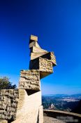 Travel photography:Sculpture by Ramon Llull at Montserrat monastery, Spain