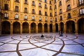 Travel photography:Courtyard outside the main church at Montserrat monastery, Spain