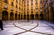 Travel photography:Courtyard outside the main church at Montserrat monastery, Spain