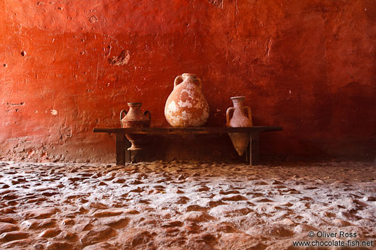 Old clay pots inside the Arabic Baths in Palma