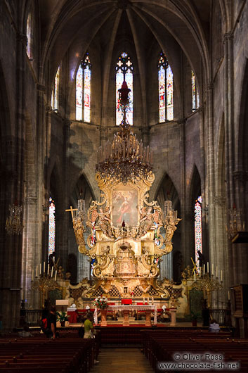 Main altar inside the Santa Eulalia church in Palma