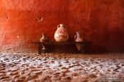 Travel photography:Old clay pots inside the Arabic Baths in Palma, Spain