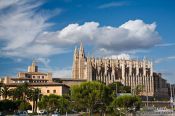 Travel photography:La Seu cathedral (right) with Almoina palace in Palma, Spain