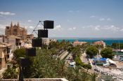 Travel photography:La Seu cathedral in Palma viewed from the Museum of Modern Art, Spain