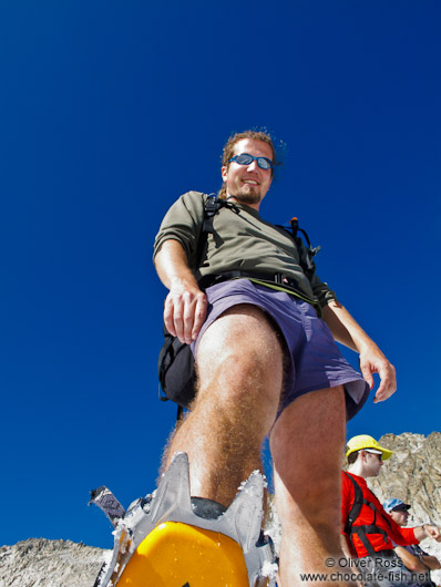 Crampons are essential for crossing the glacier below the Aneto mountain